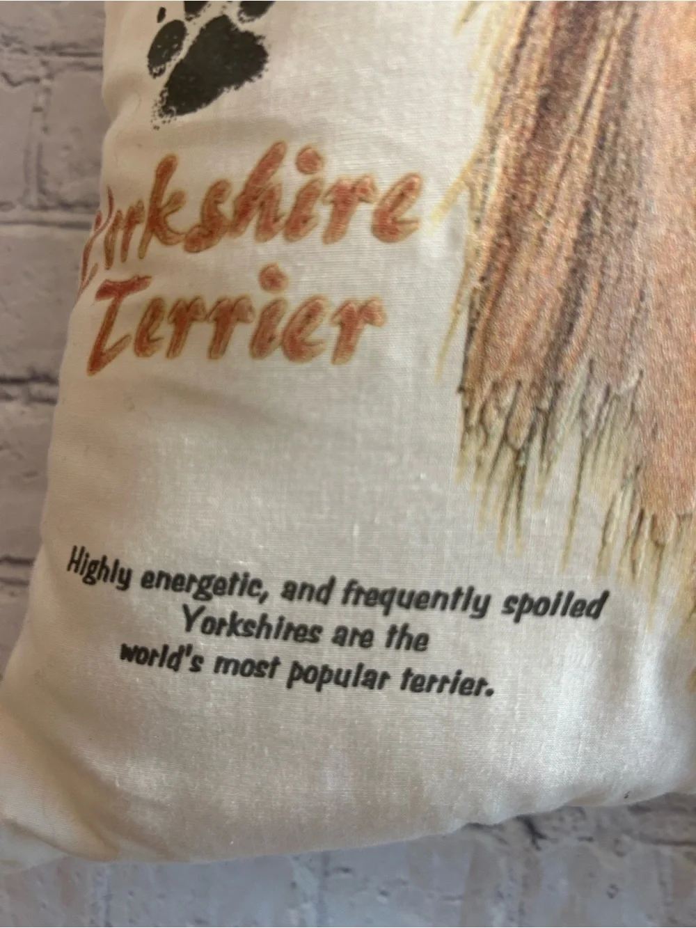 THE WILDSIDE YORKSHIRE TERRIER INFORMATIONAL CREAM/BROWN THROW PILLOW